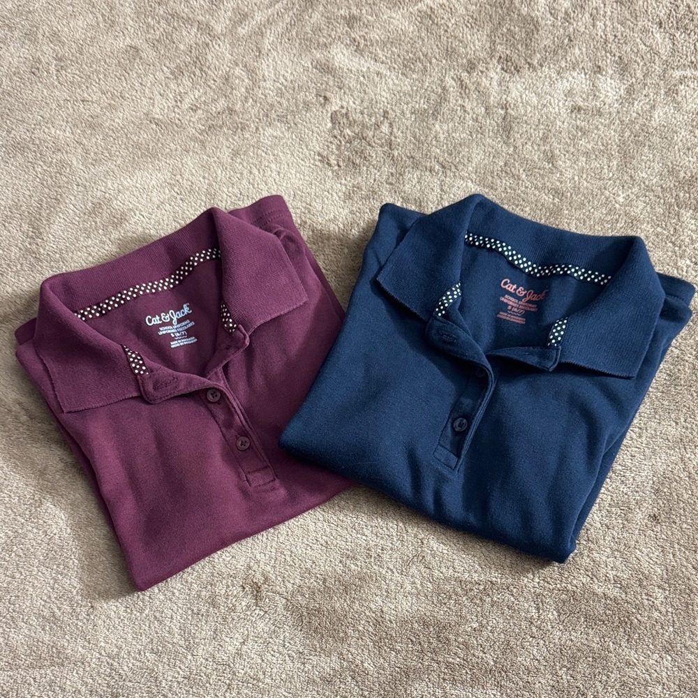 Cat & Jack Polo Shirt School Uniform Bundle - Maroon and Navy Blue